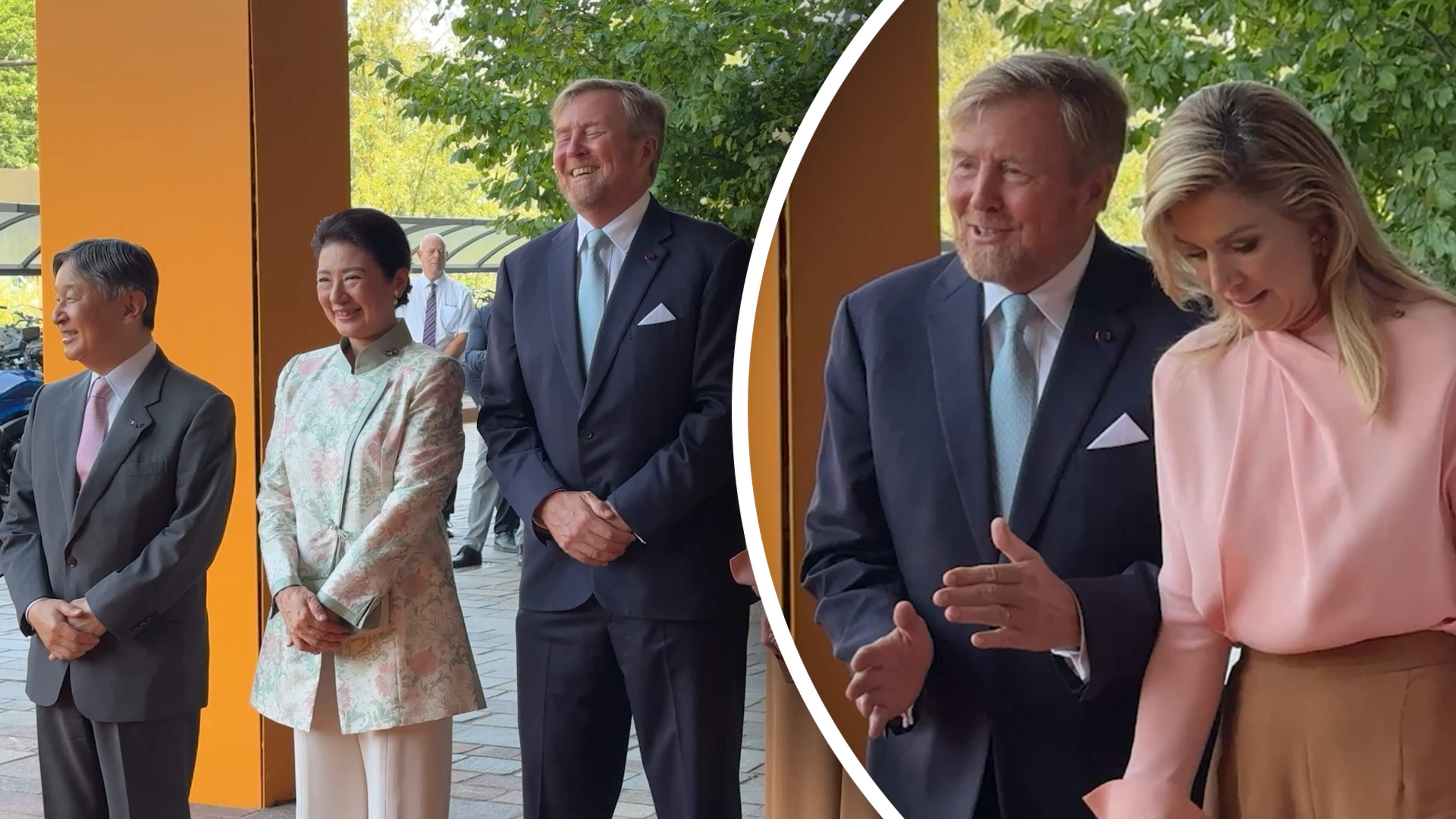 Koning Willem-Alexander dolt tijdens fotomoment: ‘Naar links… naar links!’